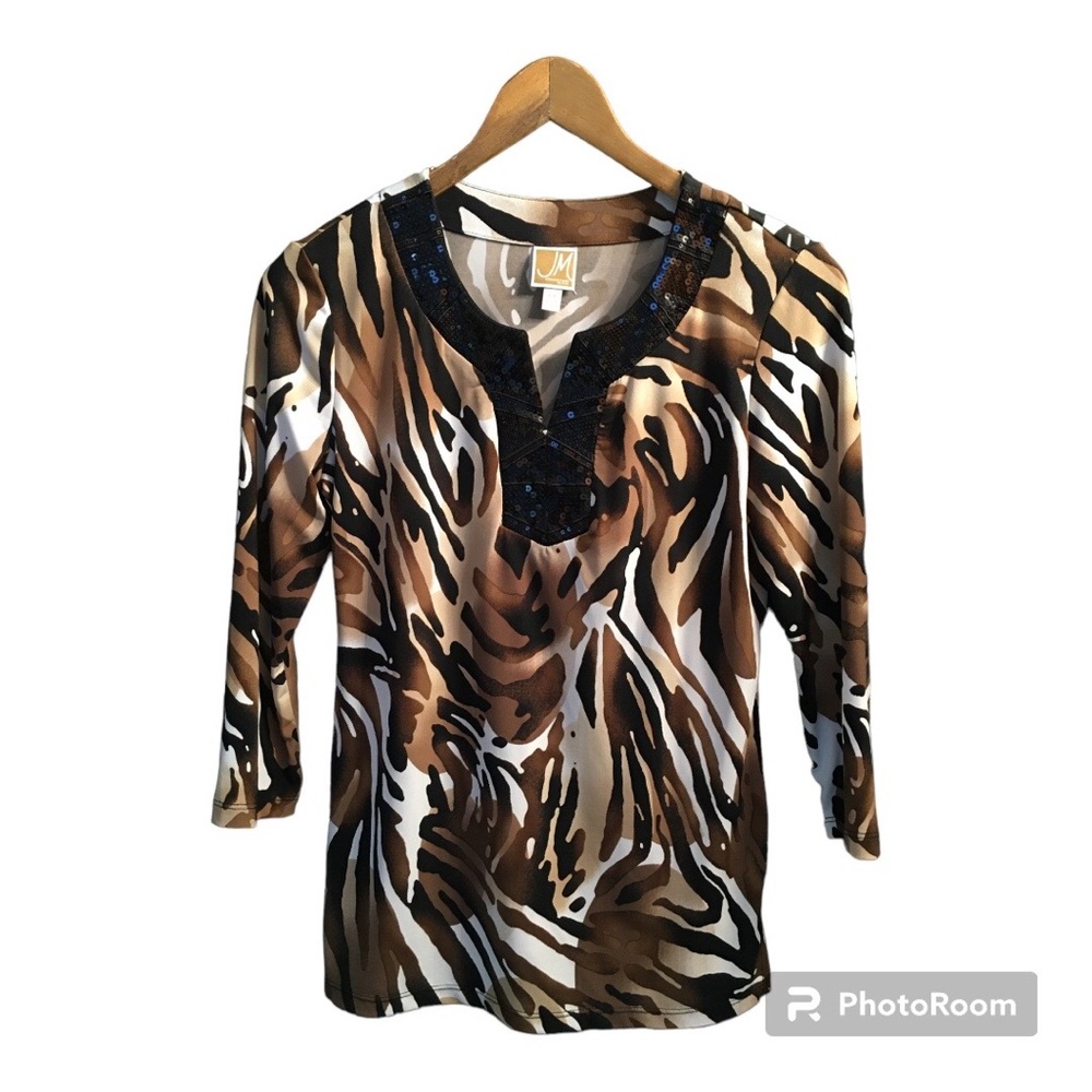JM Collection V-Neck Animal Print Tunic/Top